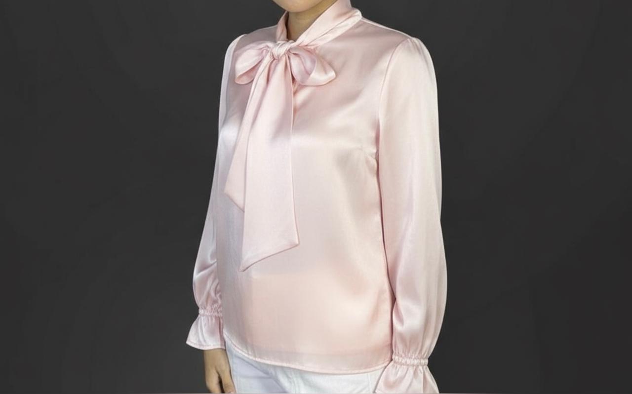 Silk Satin Bow Blouse Top