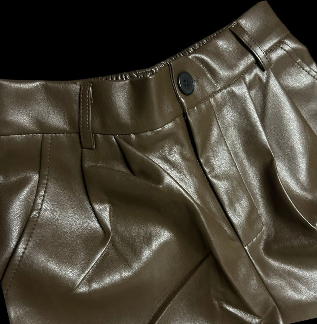 Sleek Espresso High-Rise Faux Leather Pants