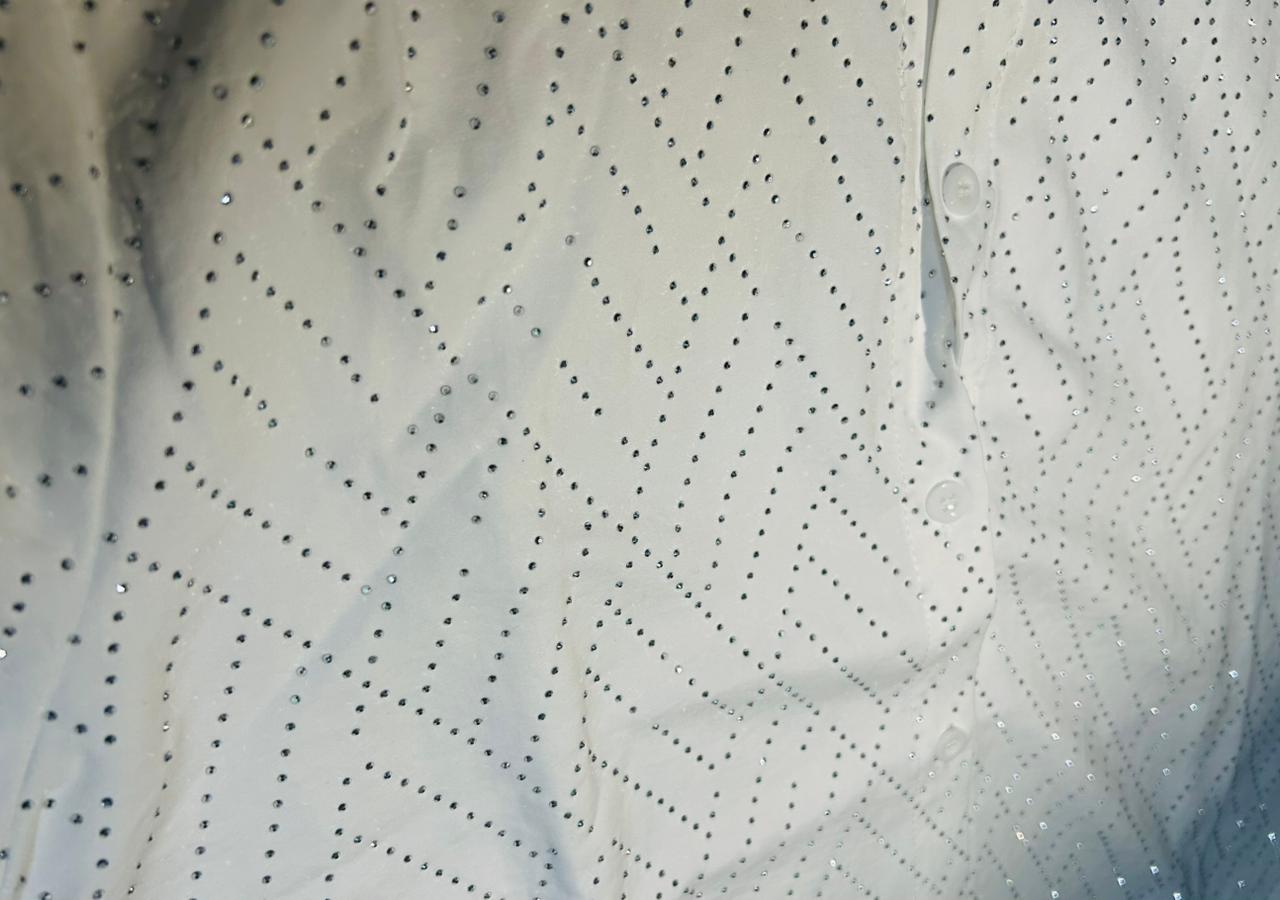 Fashionable White Shirt With Tiny Diamond Stones