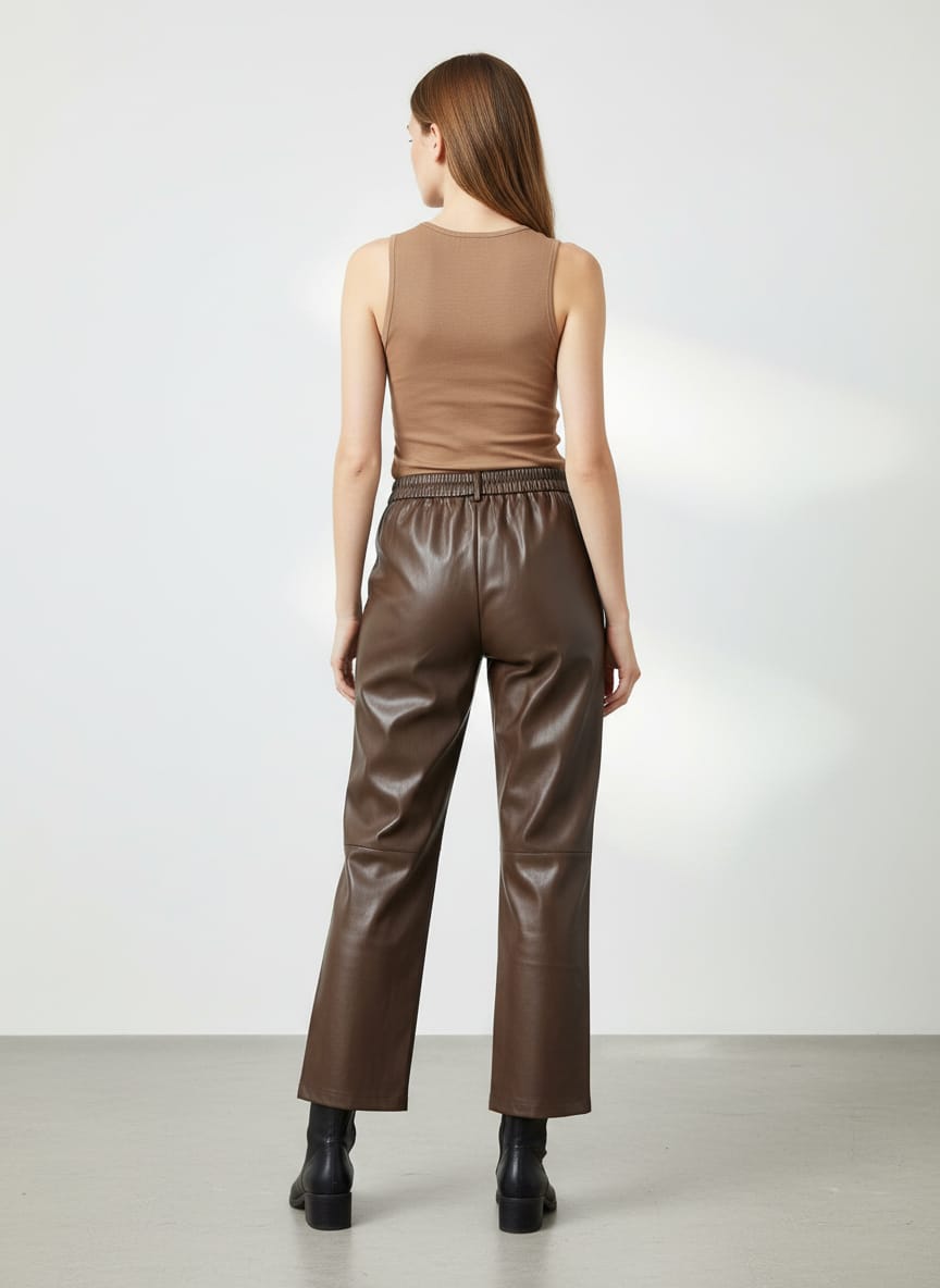 Sleek Espresso High-Rise Faux Leather Pants