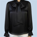 Silk Satin Bow Blouse Top