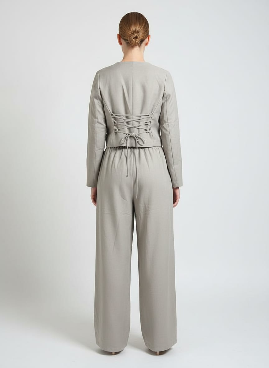 Women's Stylish Blazer Set (Blazer & Trouser) With Adjustable Lace For Any Size.