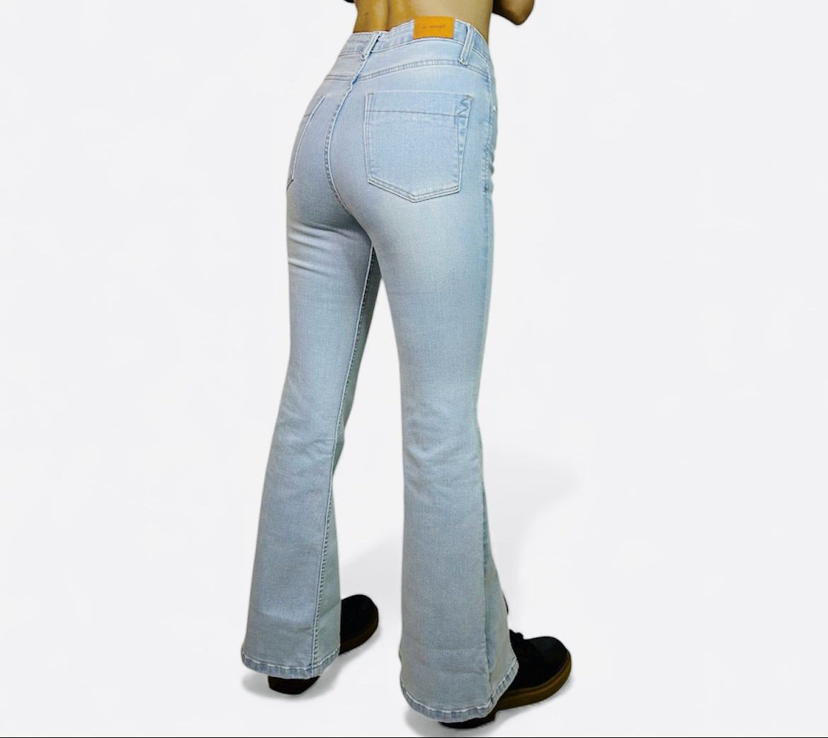 Blue Denim Bootcut Stretchable Low Waist Jeans