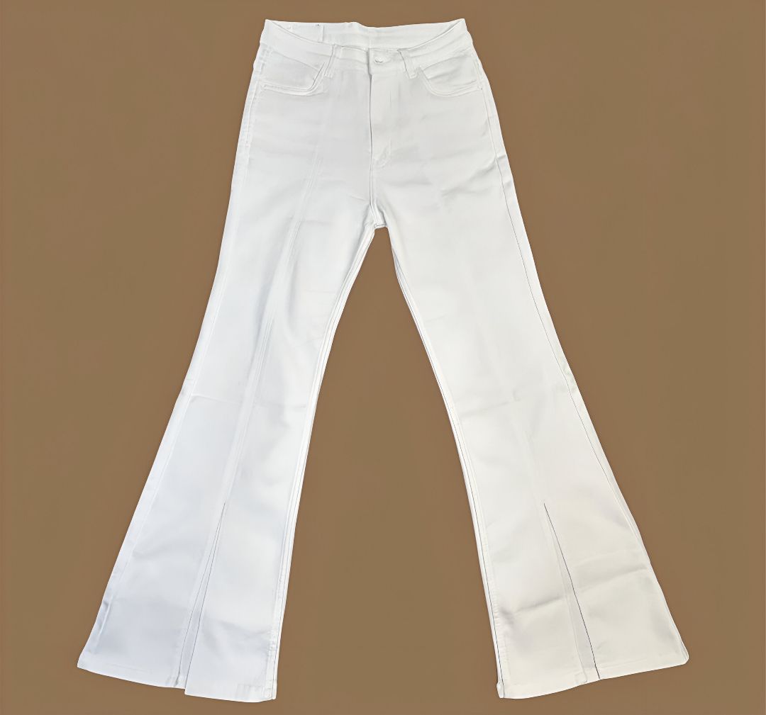 Plain White Bootcut Stretchable Jeans