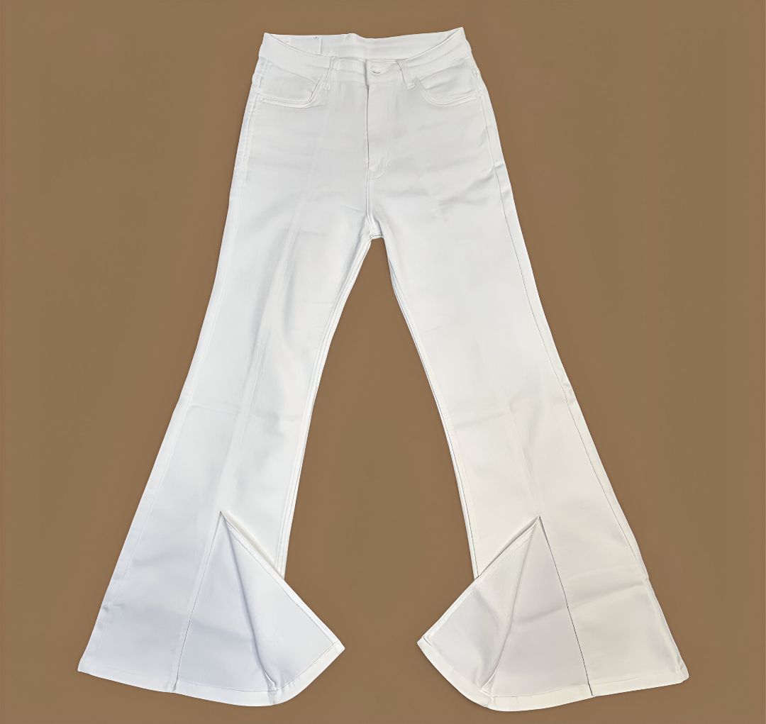 Plain White Bootcut Stretchable Jeans