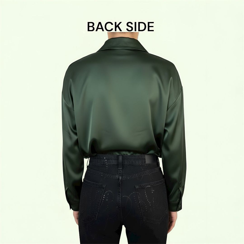 Luxury Satin Long Shirt In T-Shirt Style