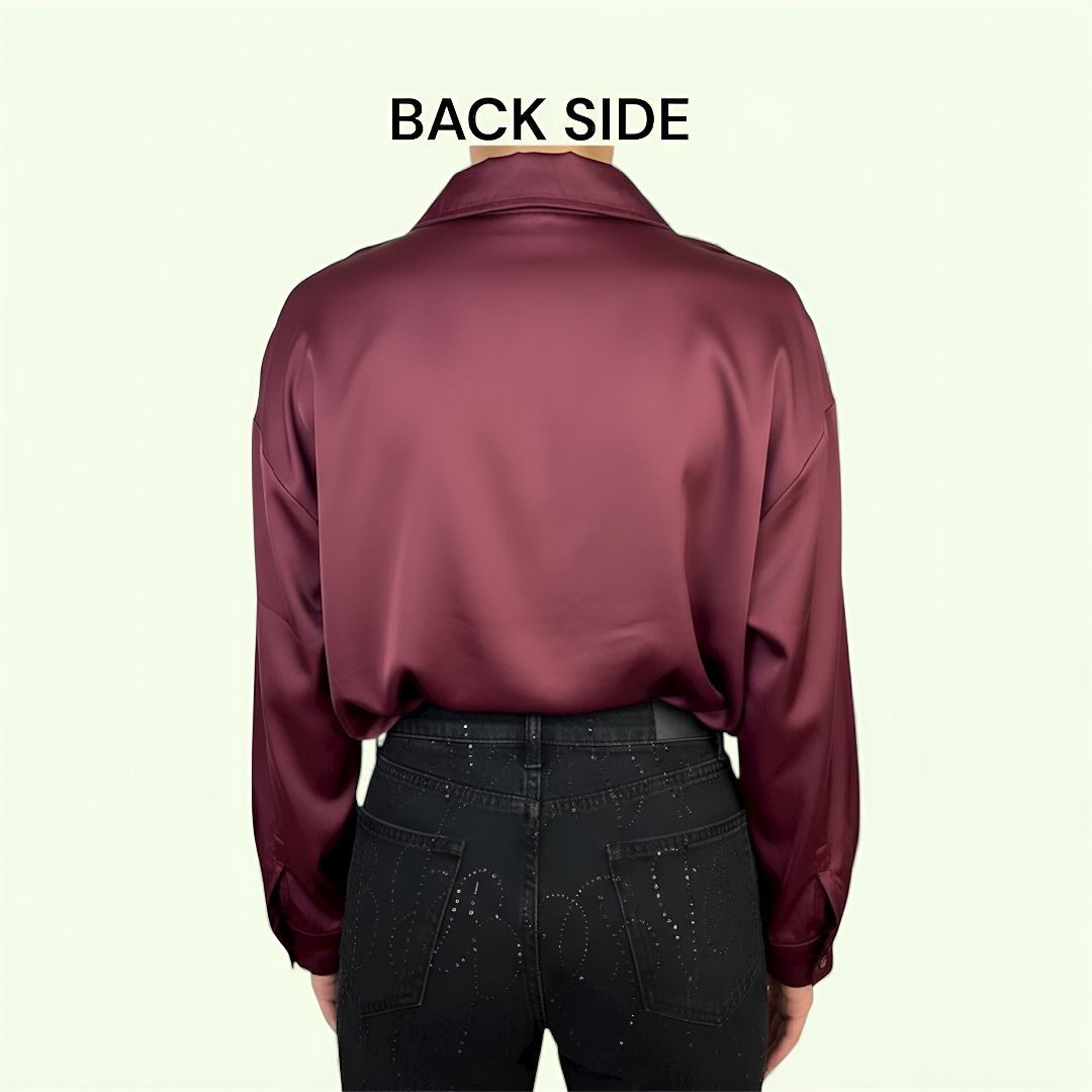 Luxury Satin Long Shirt In T-Shirt Style