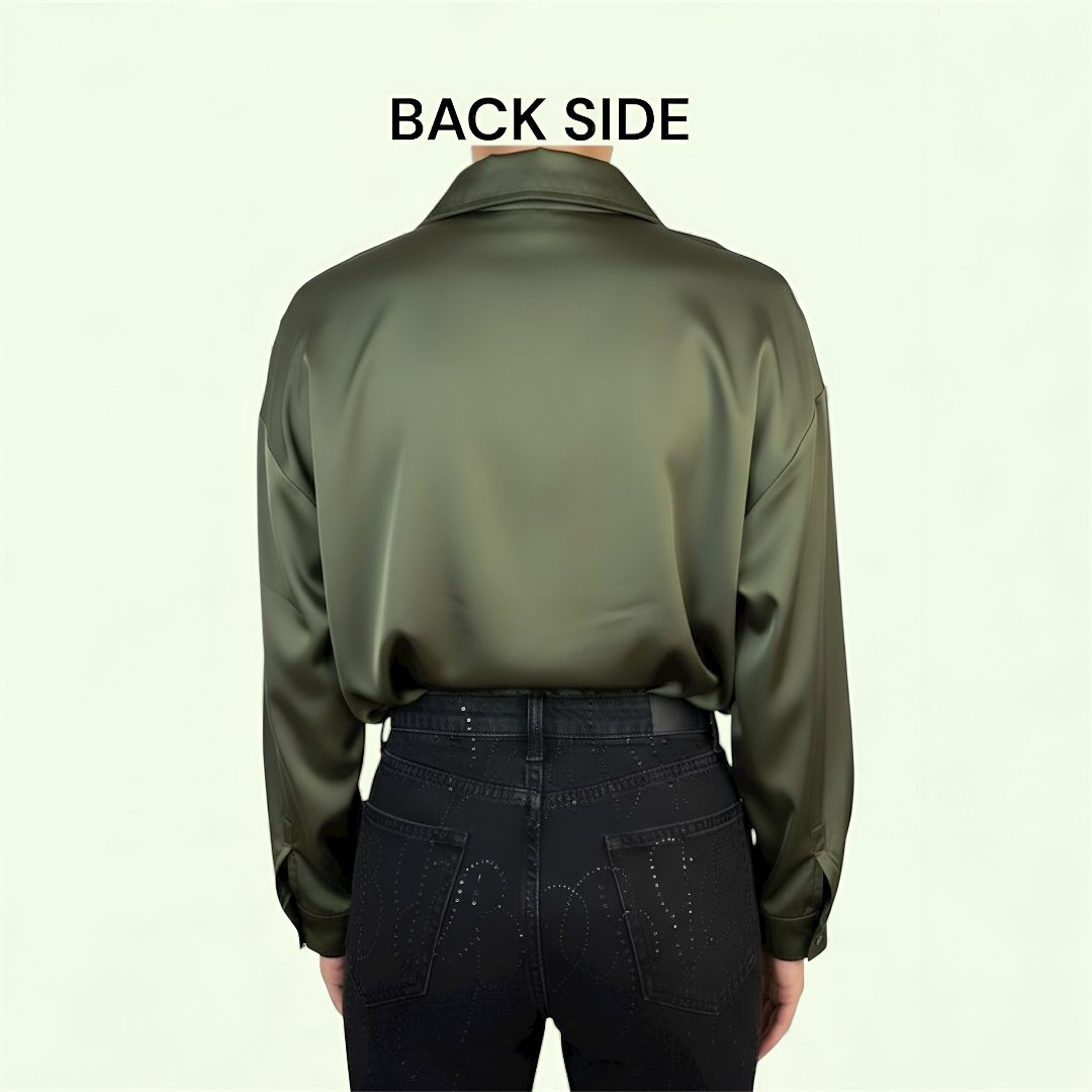 Luxury Satin Long Shirt In T-Shirt Style