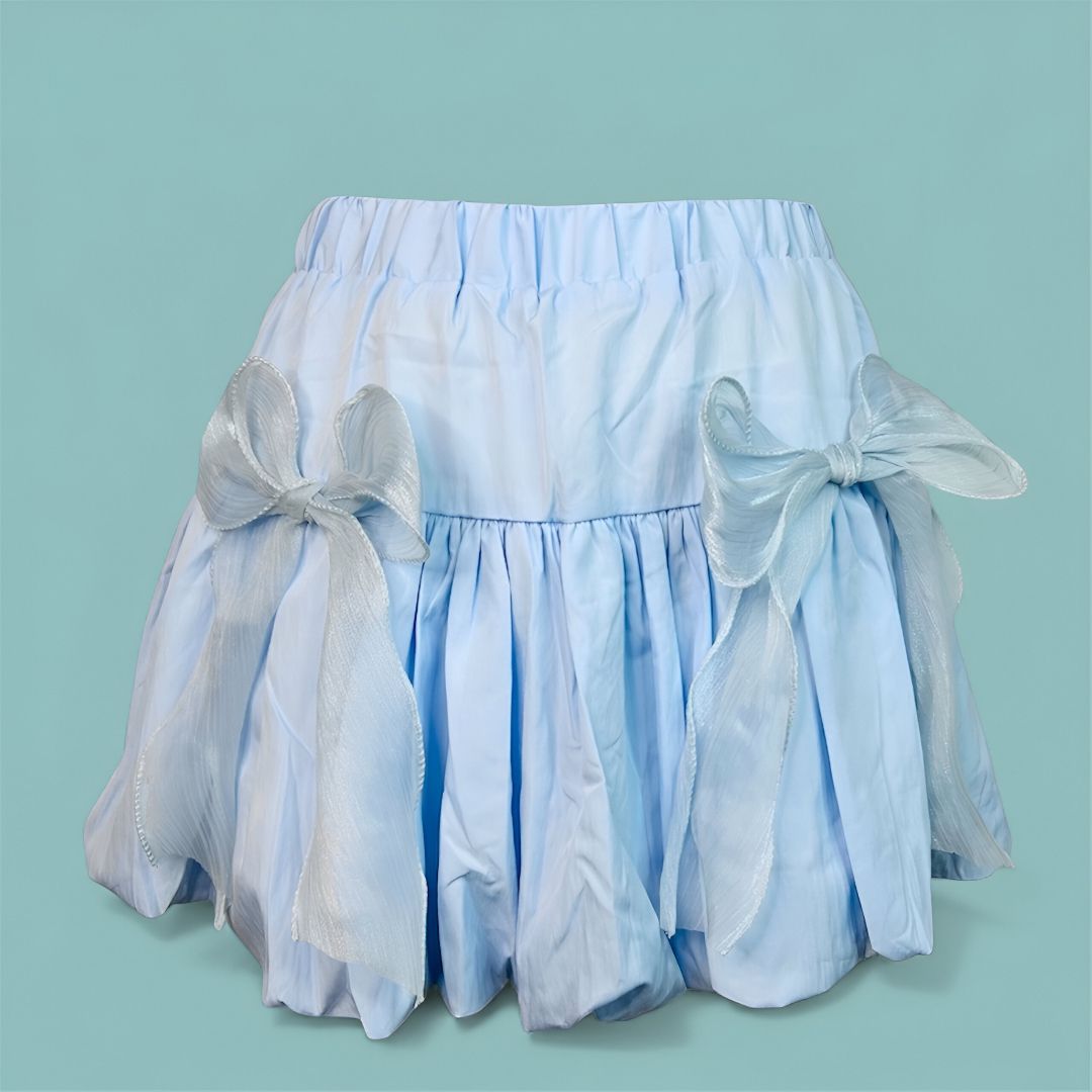 Bow Mini Skirt - Cute Two Bow Skirt With Lightweight Comfort Fabric
