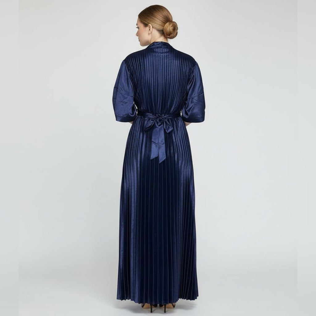 Satin Pleated Flared Dress