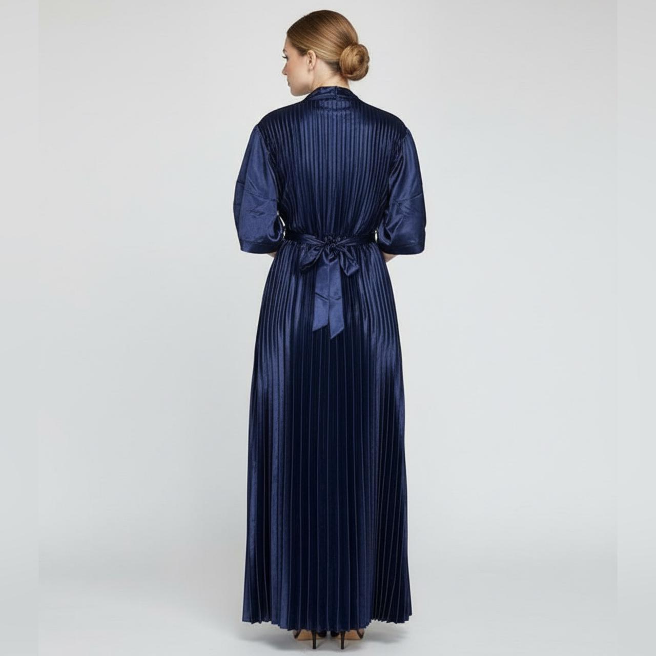 Satin Pleated Flared Dress