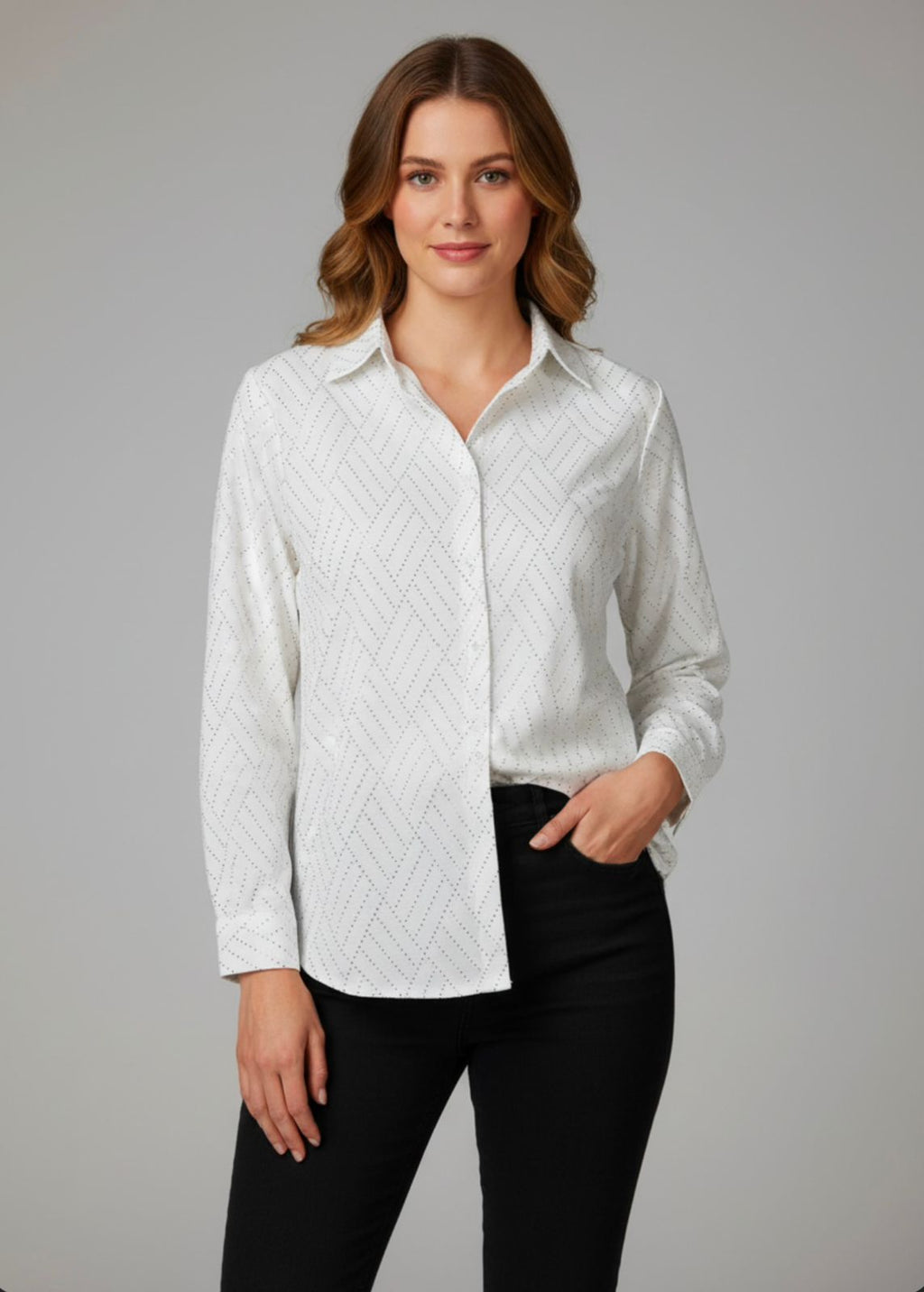 Fashionable White Shirt With Tiny Diamond Stones